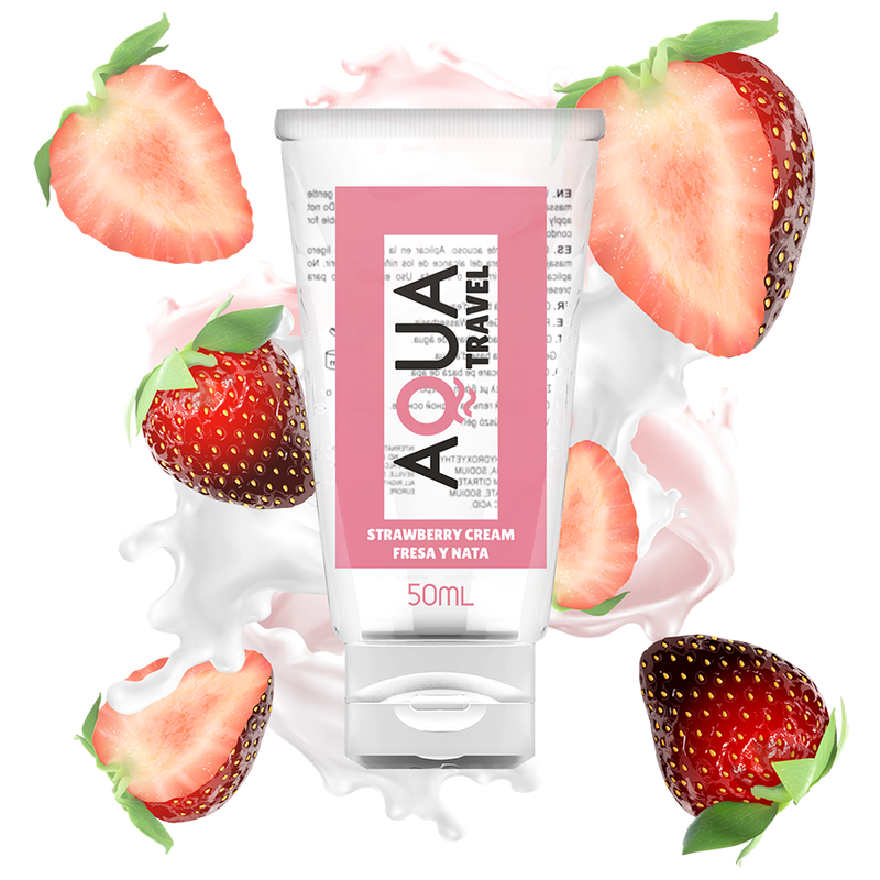 AQUA TRAVEL - LUBRIFIANT À BASE D'EAU SAVEUR CRÈME DE FRAISE