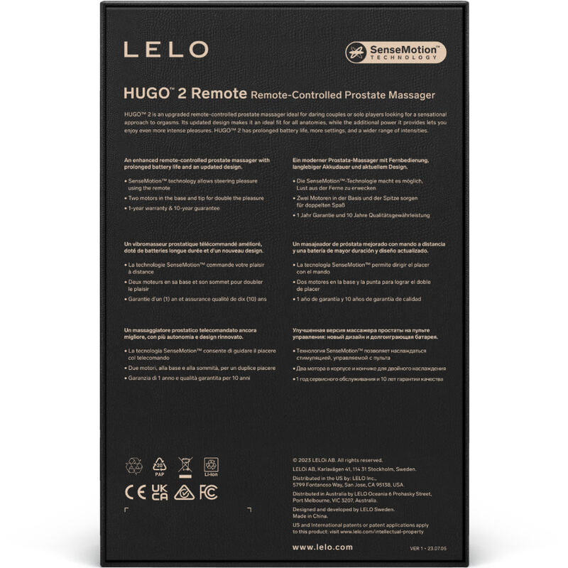 LELO - MASSEUR DE PROSTATE HUGO 2 TÉLÉCOMMANDE