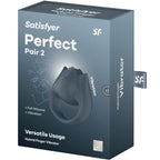 SATISFYER - PERFECT PAIR 2 MULTIVIBRATEUR 2 EN 1 ANNEAU PÉNIS ET STIMULATEUR DE DOIGTS GRIS